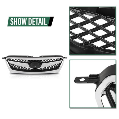 Solid Spare Fit For 2010-2012 Subaru Legacy Front Bumper Upper Grille Grill Black Chrome