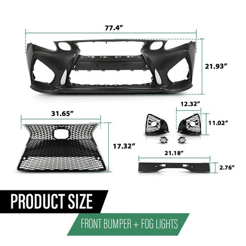 Solid Spare Fit For 2006-2011 Lexus GS GS300 GS350 Front Bumper Conversion To 16+ GS F Style