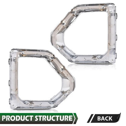 Solid Spare Fit For 2019-2021 GMC Sierra 1500 Denali Front Fog Light Outer Bezel Cover Set