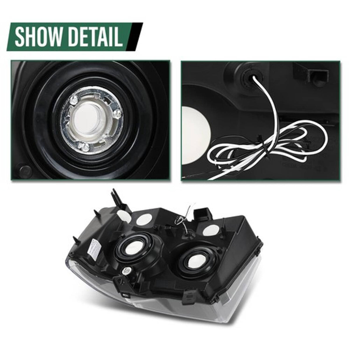 Solid Spare Clear/Black LED DRL Headlights Fit For 2007-2014 Chevy Avalanche Tahoe Suburban