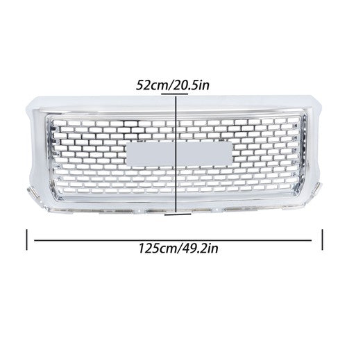 Solid Spare Compatible For GMC Sierra 1500 2014-2015 Chrome Front Bumper Center Mesh Grille