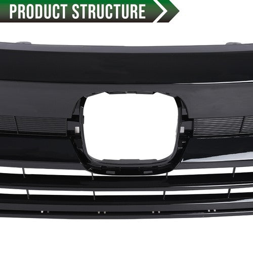 Solid Spare Fit For 2019-2021 Honda Pilot Front Bumper Upper Grille Trim Assembly Grill