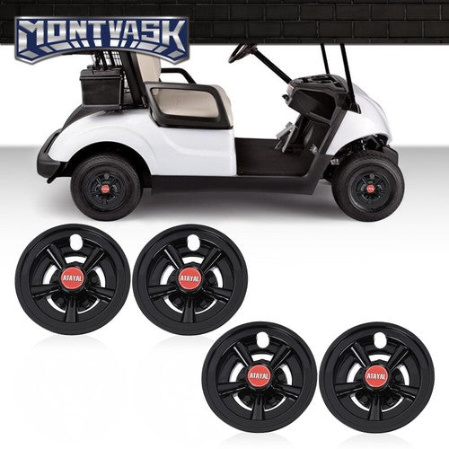 Solid Spare Golf Cart 8" Black Wheel Covers Fit For EZGO, Club Car, Yamaha- Universal
