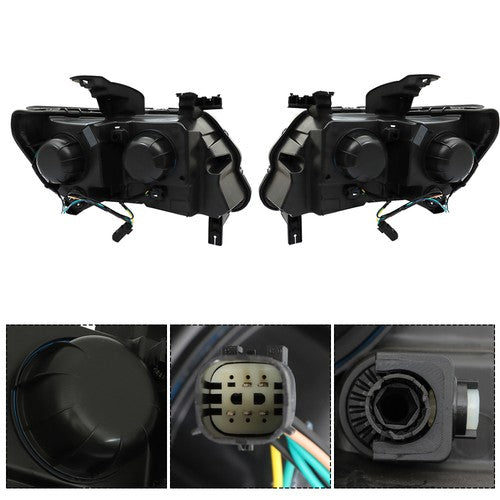 Solid Spare For Chevy Colorado 2015-2022 LH+RH Headlights Headlamps Clear Lens Halogen Black