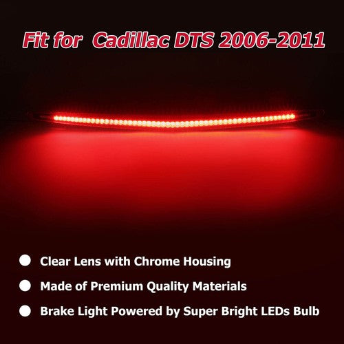 Solid Spare For 06-11 Cadillac DTS Full LED Third 3RD Tail Brake Light Rear Stop Lamp Chrome