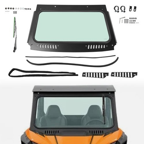 Solid Spare Front Windshield Glass Window w/Vent Wipers For Kawasaki Teryx KRX 1000 2020-26