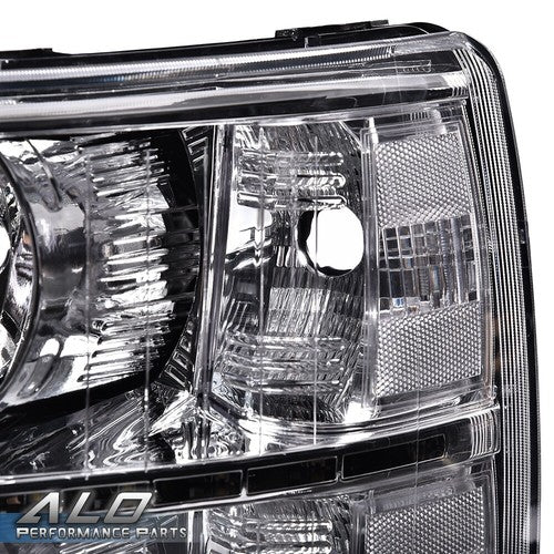 Solid Spare Fit For 07-14 Chevy Silverado 1500 2500 3500 Clear/Chrome LED DRL Headlights