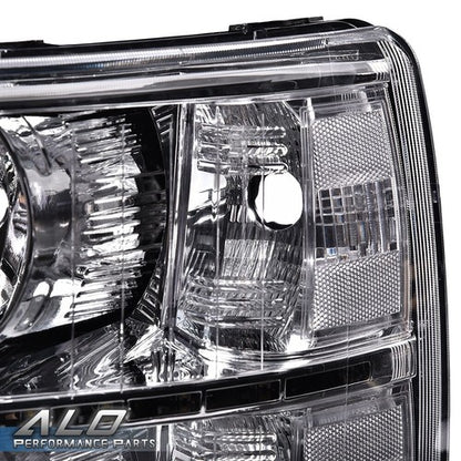 Solid Spare Fit For 07-14 Chevy Silverado 1500 2500 3500 Clear/Chrome LED DRL Headlights