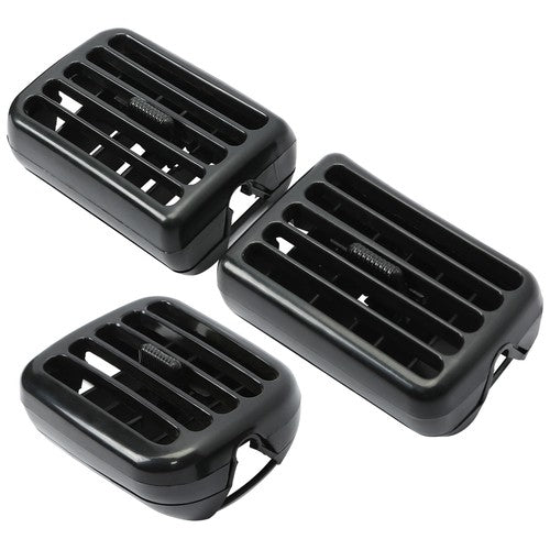 Solid Spare For 1998-2002 Dodge Ram 1500 2500 3500 3PC A/C Air Heater Dash Bezel Vents Black