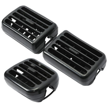 Solid Spare For 1998-2002 Dodge Ram 1500 2500 3500 3PC A/C Air Heater Dash Bezel Vents Black