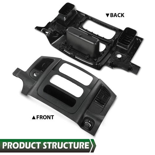 Solid Spare Fit For 2002-2005 Dodge Ram Black Dash Bezel Radio Surround Trim w/ Storage