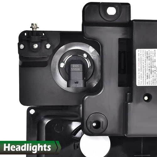 Solid Spare Fit For 1994-1998 GMC C10 C/K Sierra Suburban Yukon Smoked Lens Headlights