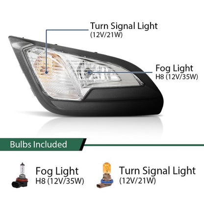 Solid Spare Fit For 18-22 Ford EcoSport Front Bumper Fog Lights Driving Lamps W/ Bulbs