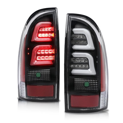 Solid Spare LED Tube Tail Lights Brake Lamps Clear/Black Fit For 2005-2015 Toyota Tacoma