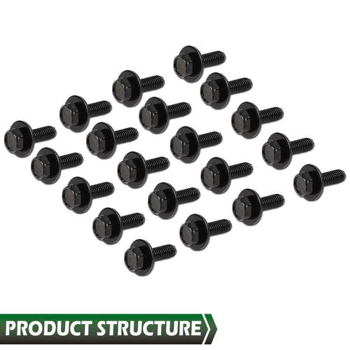 Solid Spare Fit For Honda Body Bolts- M6-1.0 x 20mm Long- 10mm Hex- 17mm Washer- 20pcs