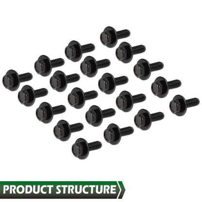 Solid Spare Fit For Honda Body Bolts- M6-1.0 x 20mm Long- 10mm Hex- 17mm Washer- 20pcs