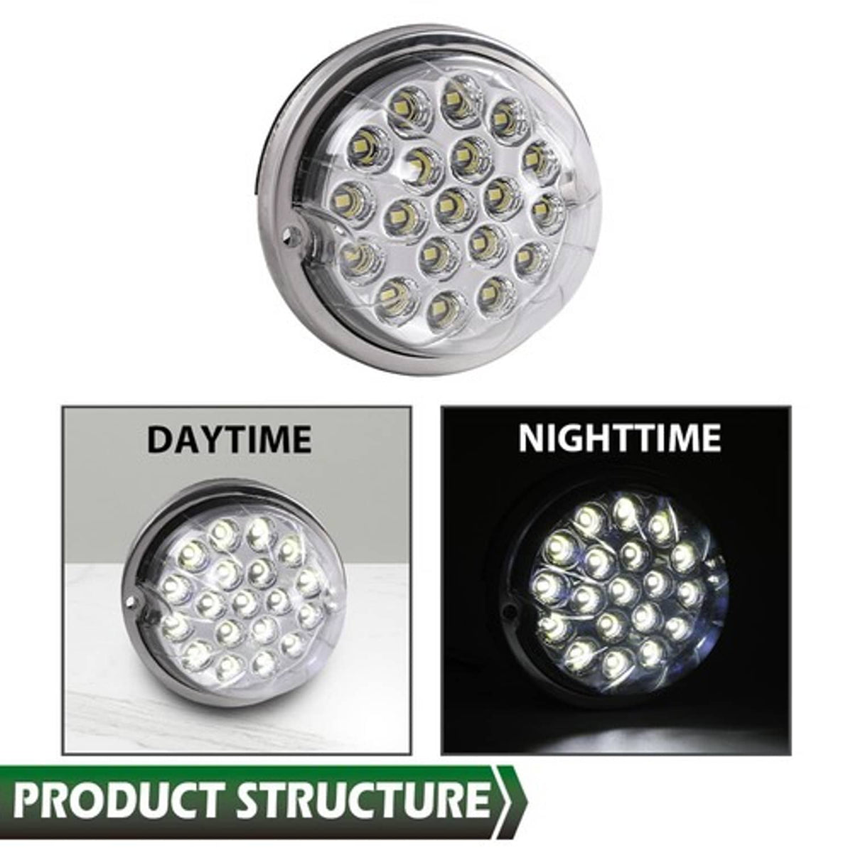 Solid Spare White LED / Clear Lens Watermelon Marker Turn Signal Clearance Light w/ Base New
