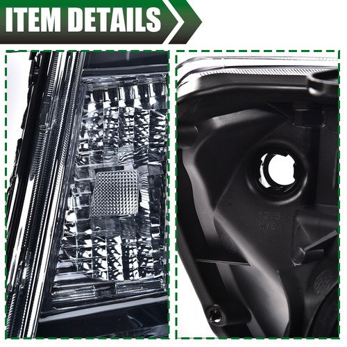 Solid Spare Smoke Lens Chrome Headlights Assembly Left+Right Fit For 2005-2011 Toyota Tacoma