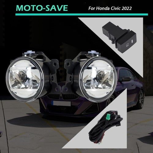 Solid Spare Left+Right Bumper Fog Light Assembly w/Wiring+Switch For HONDA CIVIC 2017-2021
