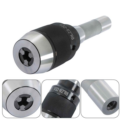 Solid Spare 1/32" - 1/2" Drill Chuck with R8 Integral Shank US Stock High Precision Keyless