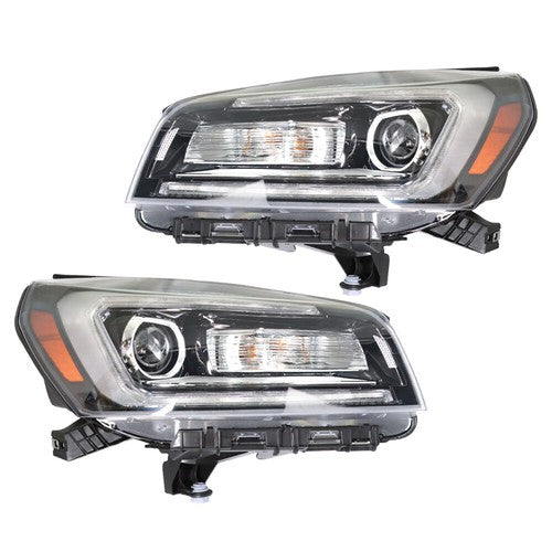 Solid Spare Headlights Replacement Pair w/ LED Tube For GMC Acadia 2013-2016 LH+RH Halogen