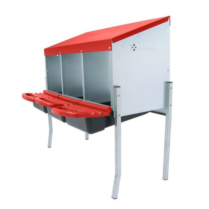 Solid Spare 3 Hole Chicken Egg Nesting Boxes With Metal Legs Chicken Laying Box Red