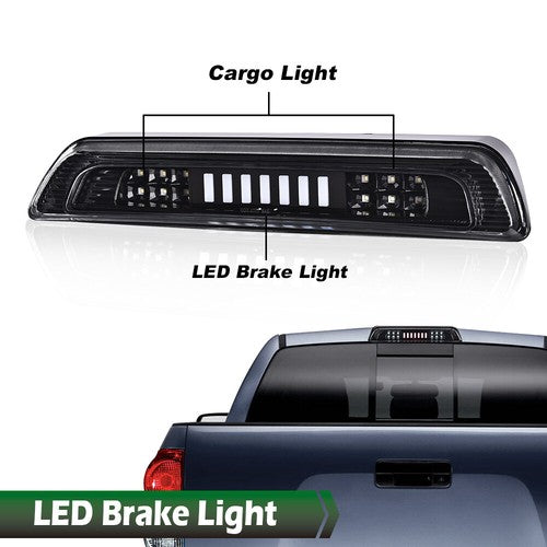 Solid Spare Fit For 2007-2018 Toyota Tundra Clear/Black LED 3rd Third Brake Light Cargo Lamp