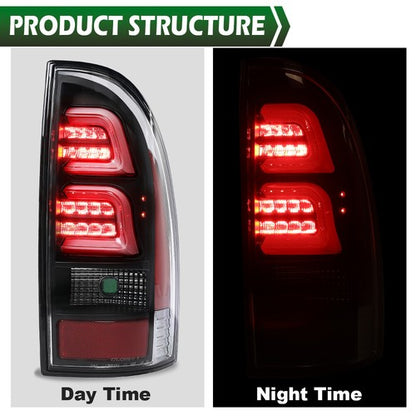 Solid Spare LED Tube Tail Lights Brake Lamps Clear/Black Fit For 2005-2015 Toyota Tacoma