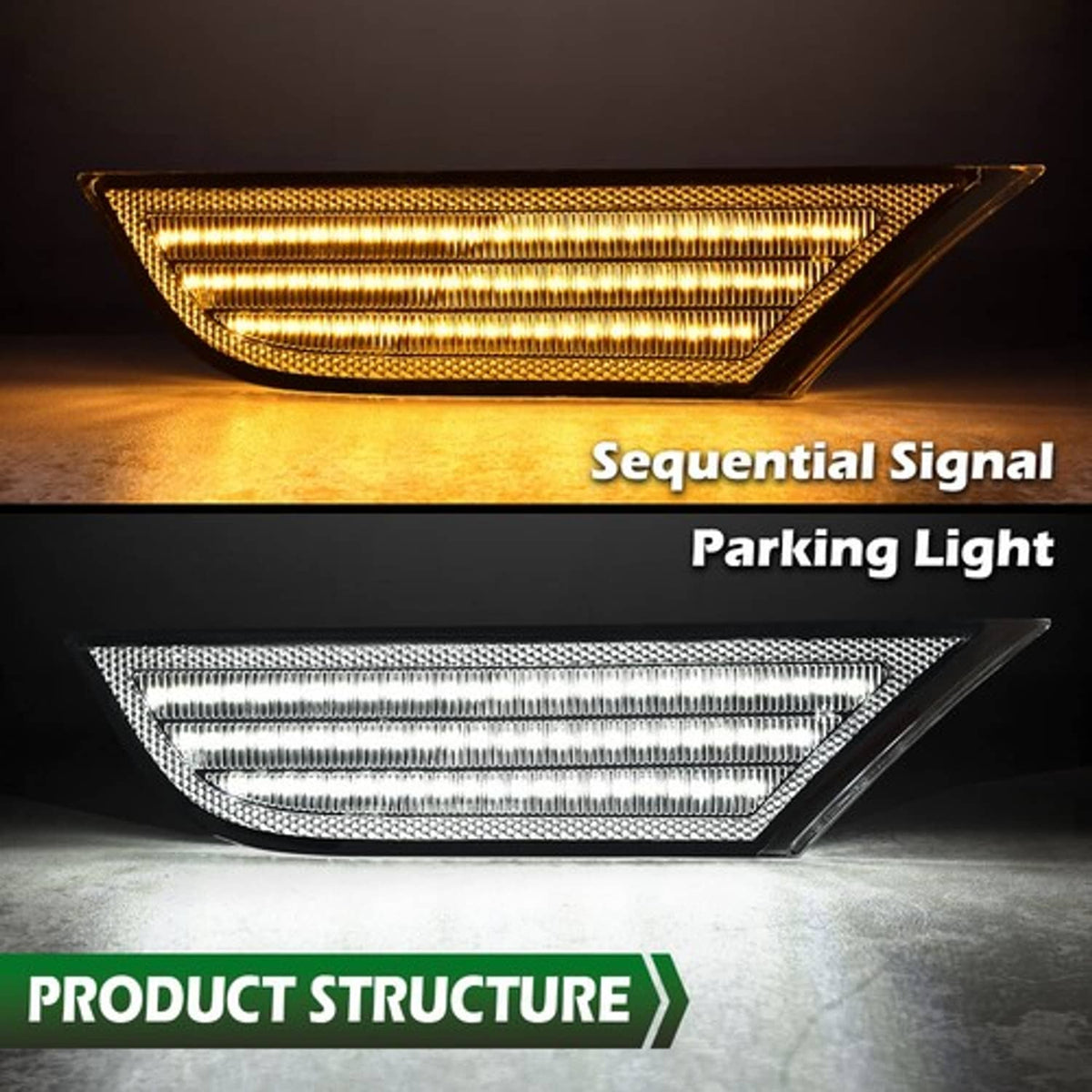 Solid Spare Fit For 2018-2022 Honda Odyssey White+Amber Full LED Side Marker Light Lamp