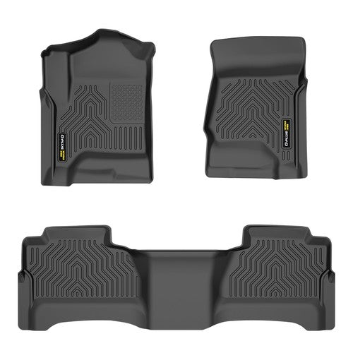 Solid Spare TPE Floor Mats Liners Fit For 14-18 Silverado/Sierra 1500 2500HD 3500HD Crew Cab