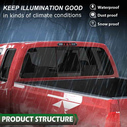 Solid Spare Black LED 3rd Third Brake Light Cargo Lamp Fit For 99-16 Ford F250/93-11 Ranger