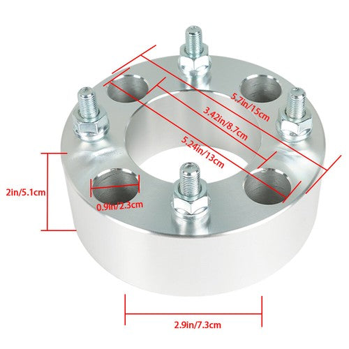 Solid Spare Wheel Spacers For Honda Rincon 680 4x110 2" 74mm M10x1.25 Silver X2