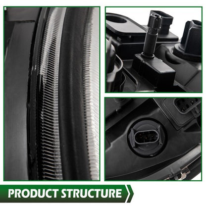 Solid Spare Fit For 96-04 Freightliner Columbia Driver & Passenger Side Headlights Headlamps