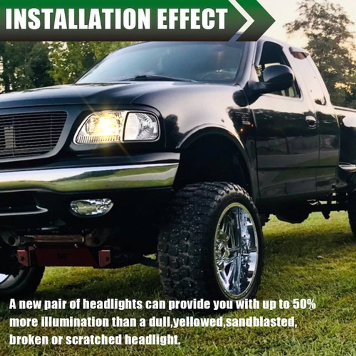 Solid Spare Clear Chrome Headlights & Corner Lights Fit For 1997-2003 Ford F150 Expedition