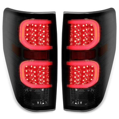 Solid Spare For Ford F150 2009-2014 Smoke black LED Tail Lights Brake Lamps Passenger+Driver