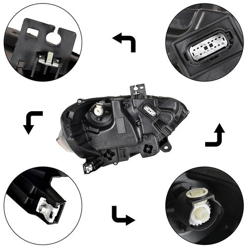 Solid Spare Black Headlight LED DRL Projector Lamp Right Side Fit For Ford Mustang 2018-2020