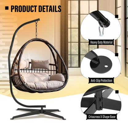 Solid Spare 91" Hanging Hammock C-Stand for Chair Porch Swing Resistant 360 Degree Steel