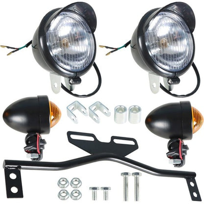 Solid Spare For Black Motorcycle Passing Driving Spot Fog Lamp w/ Turn Signal Lights