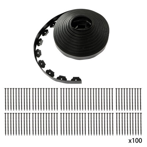 Solid Spare 80ft Landscape Edging with 100 Spikes Garden Edging for Lawn 2 Inch Tall