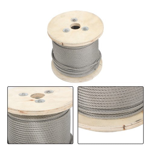 Solid Spare 3/16" 7x19 Stainless Steel Cable - 250FT T304 Wire Rope 3700lb Fracture Strength