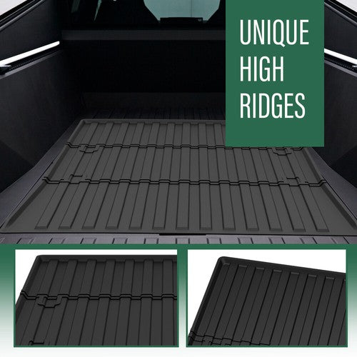 Solid Spare Fit For 23-24 Tesla Cybertruck Truck Bed Mat TPE Rear Storage Cargo Floor Liner