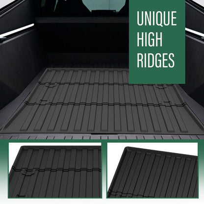 Solid Spare Fit For 23-24 Tesla Cybertruck Truck Bed Mat TPE Rear Storage Cargo Floor Liner