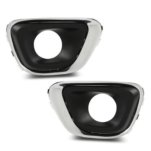 Solid Spare Fit For 2014-2017 Jeep Compass Front Bumper Fog Light Bezel Lamp Trim Left+Right