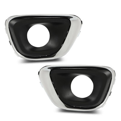 Solid Spare Fit For 2014-2017 Jeep Compass Front Bumper Fog Light Bezel Lamp Trim Left+Right