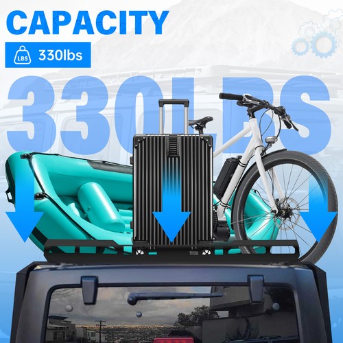 Solid Spare For Jeep Wrangler JK 07-18 Roof Rack Luggage Carrier Cargo 2 Side Ladders 330LB