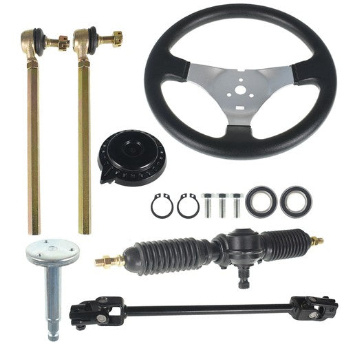 Solid Spare New 110cc Steering Wheel Assembly & Gear Rack Pinion Fit For Go Kart Quad Parts