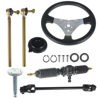 Solid Spare New 110cc Steering Wheel Assembly & Gear Rack Pinion Fit For Go Kart Quad Parts