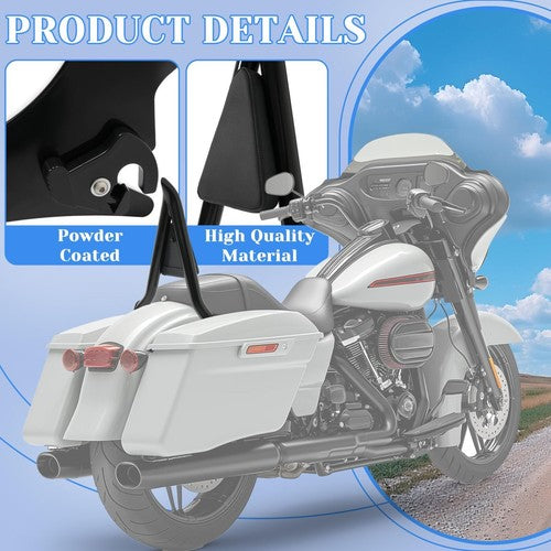 Solid Spare 28" Tall Passenger Backrest Sissy Bar For Harley Road King Street Glide 2009-25