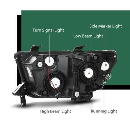 Solid Spare Fit For 2007-2013 Toyota Tundra 2008-2017 Sequoia Headlights Left+Right Smoke