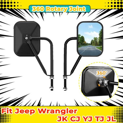 For Jeep Wrangler JK CJ YJ TJ JL Door Off Quick Release Side Hinge View Mirrors